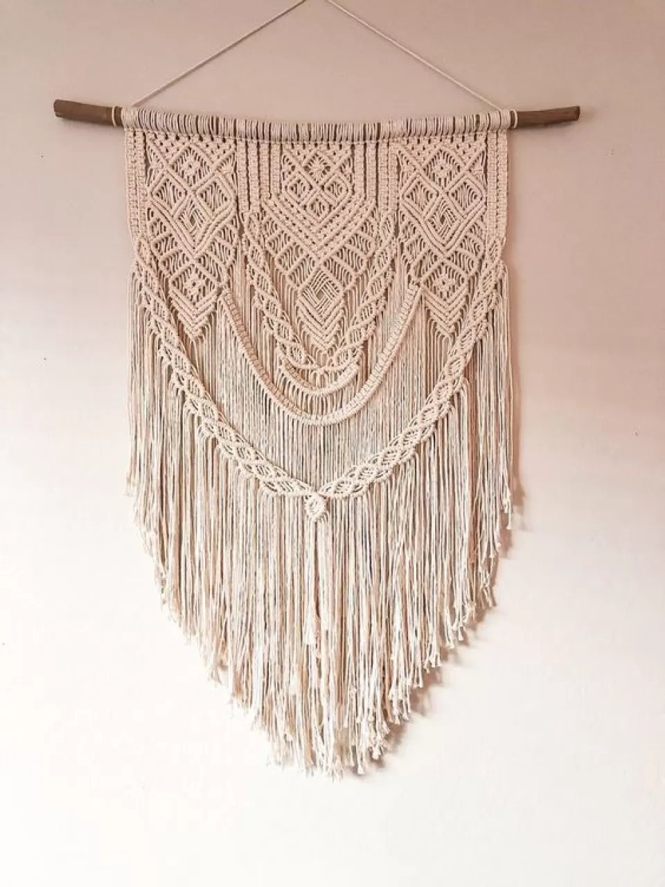 Bej Makrame Duvar Süsü