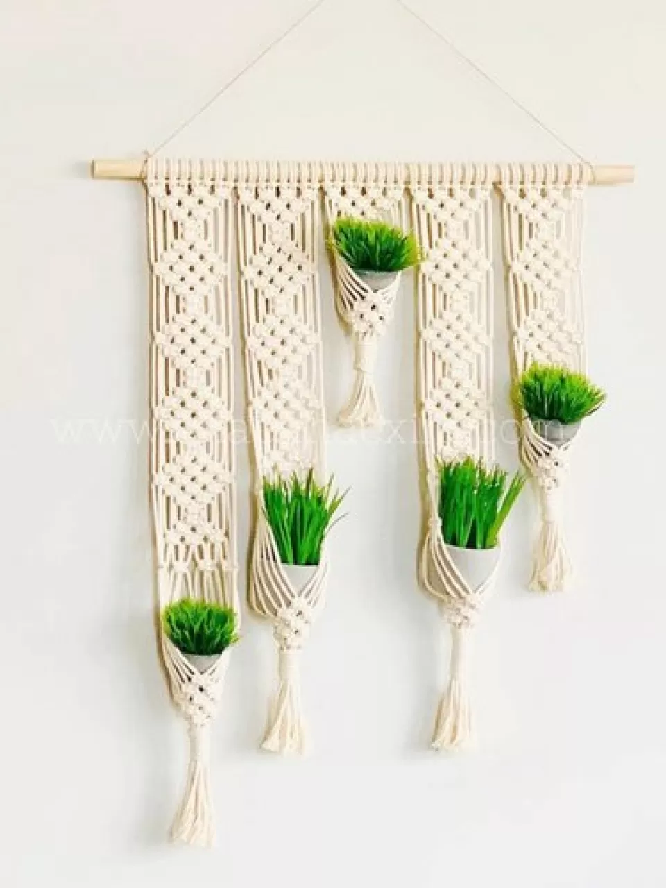 beşli makrame saksı askısı.