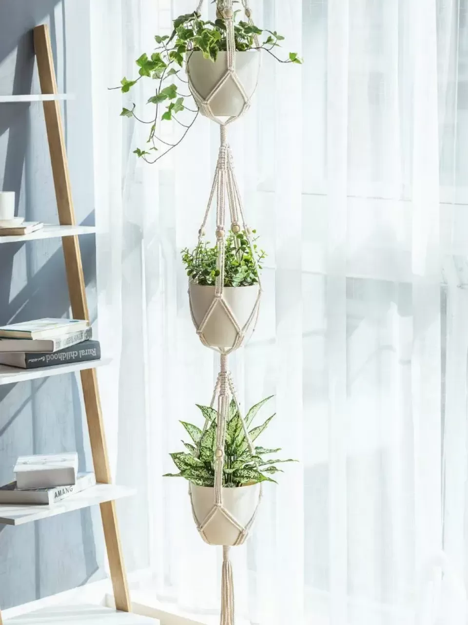 boydan üçlü makrame saksılık