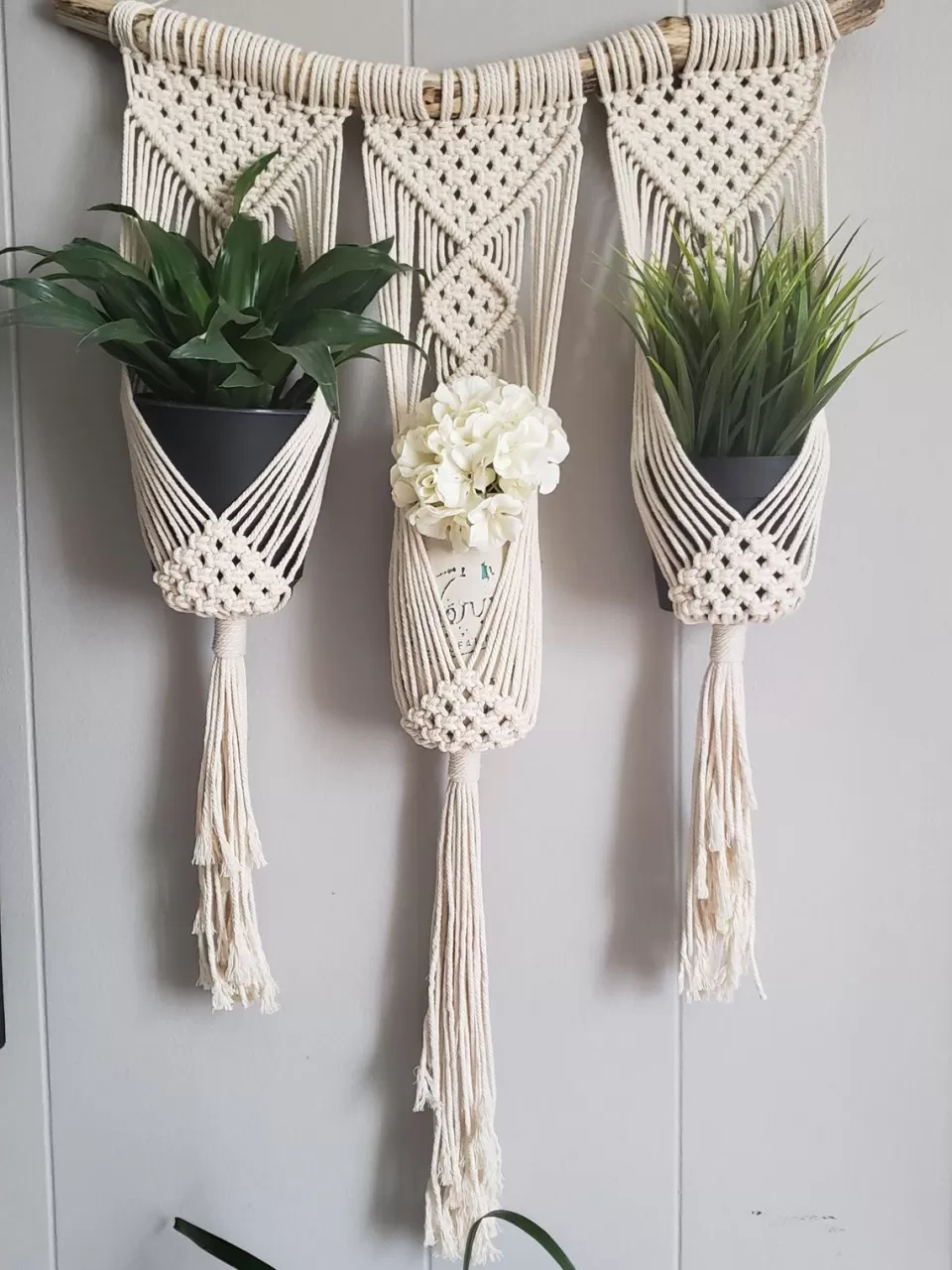 üçlü makrame askı
