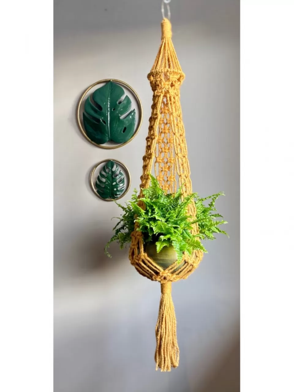 sarı makrame saksılık