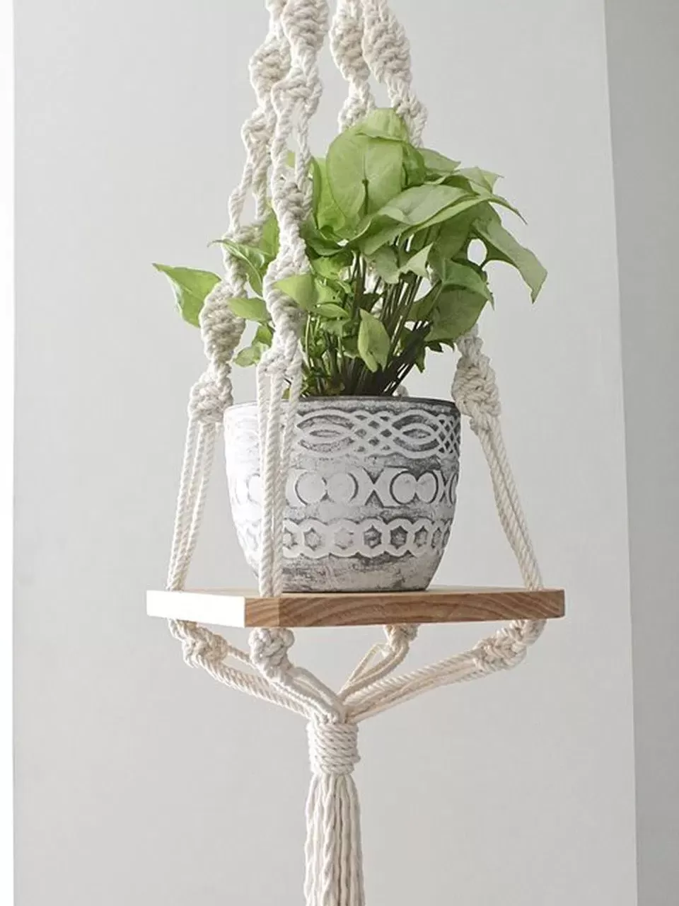 tek raf makrame bitki asacağı