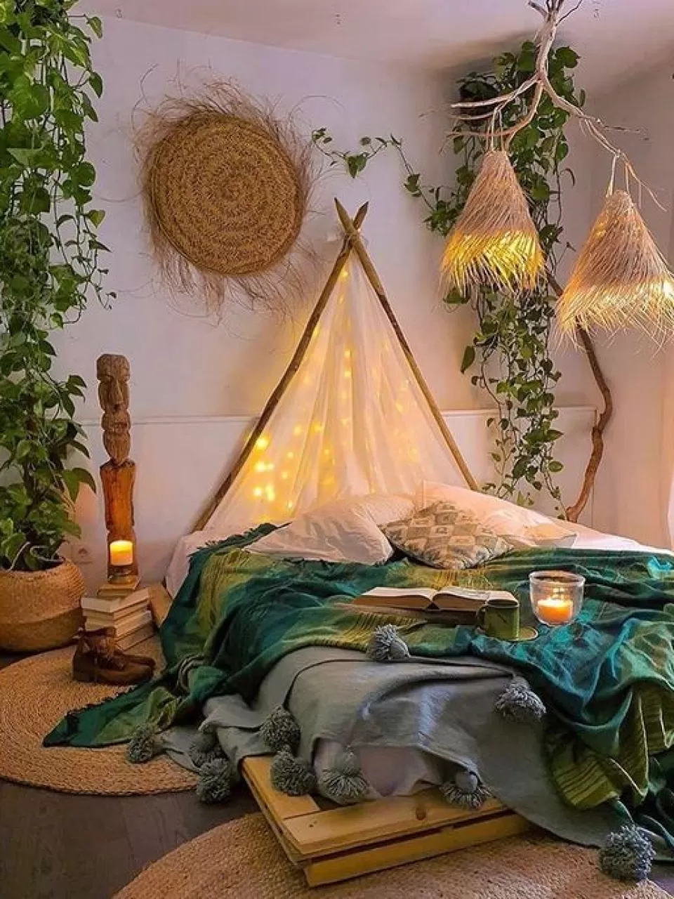 Boho Yatak Odası Dekorasyonu Işıklandırma