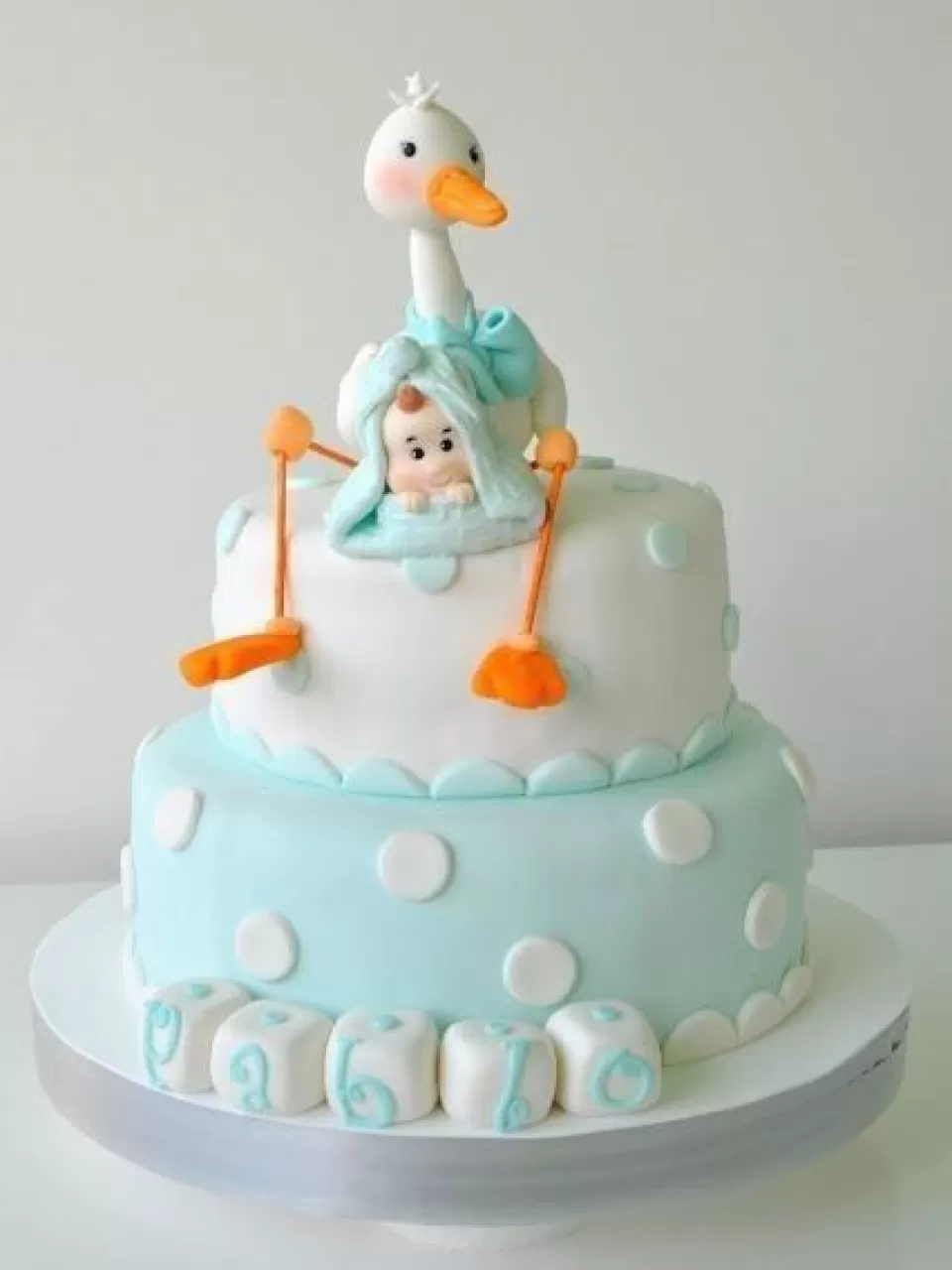 Leylek ve Bebek Erkek Baby Shower Pasta