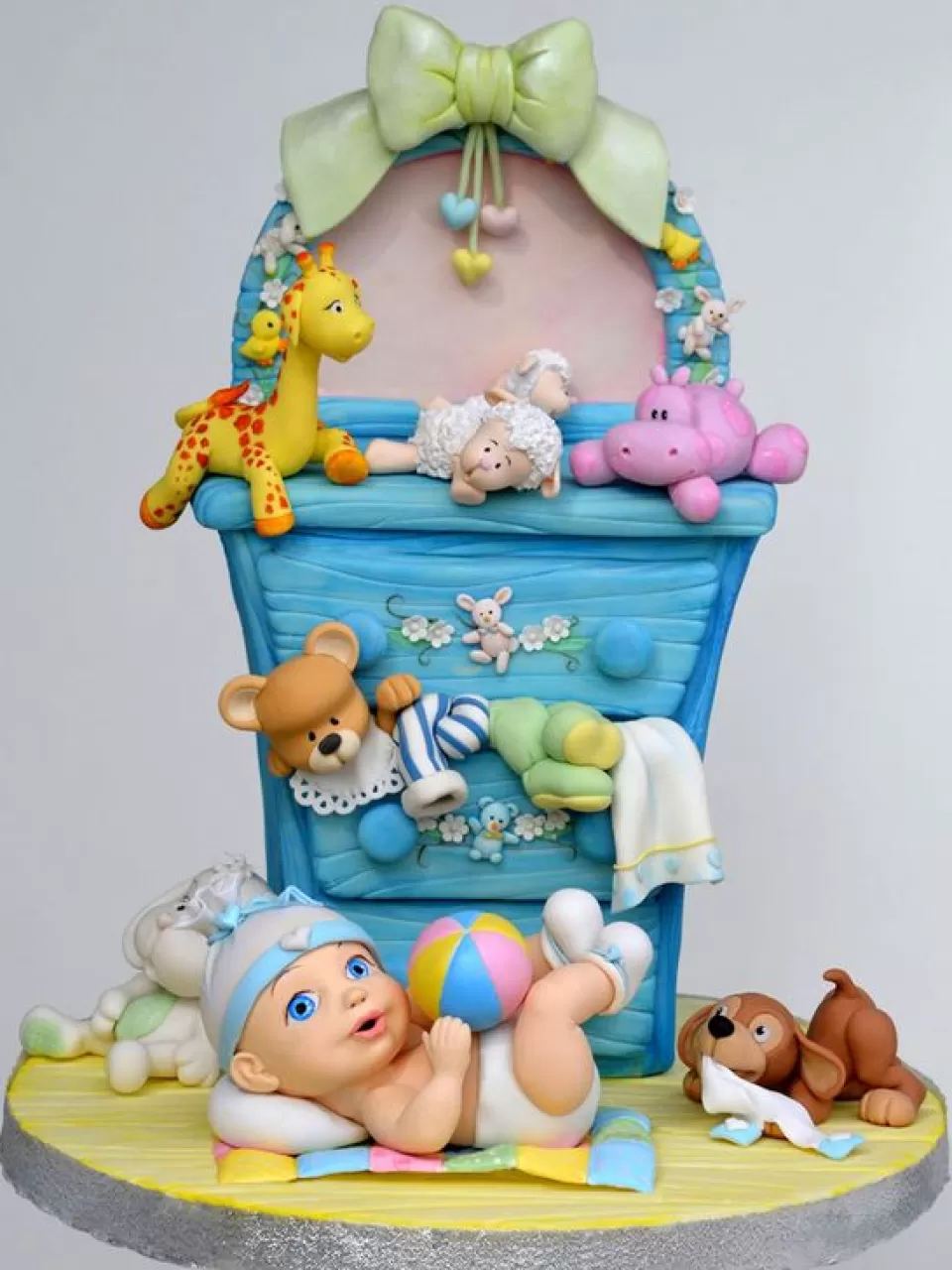 Top Oynayan Bebek Erkek Baby Shower Pasta