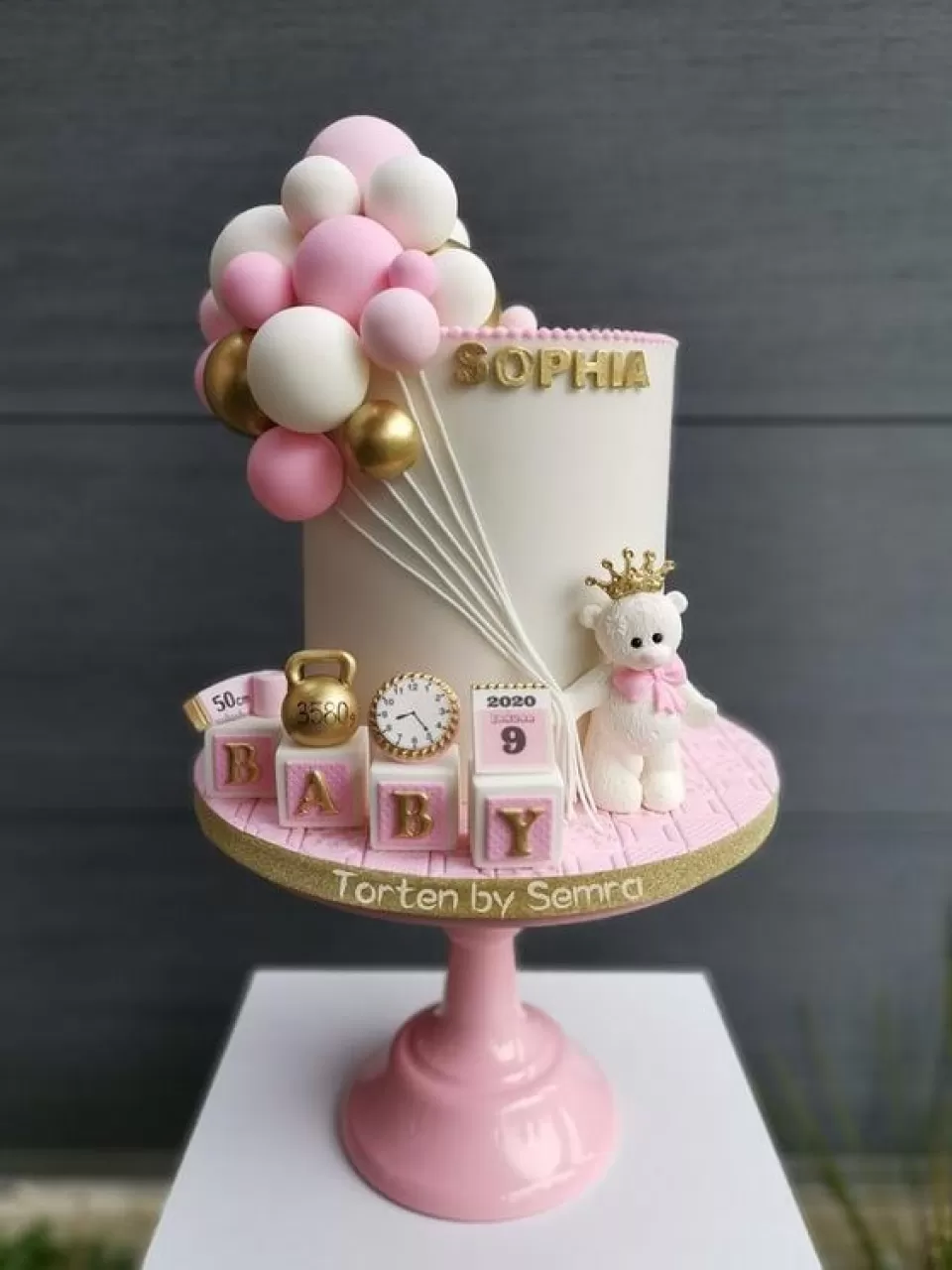 Balonlar Kız Baby Shower Pasta