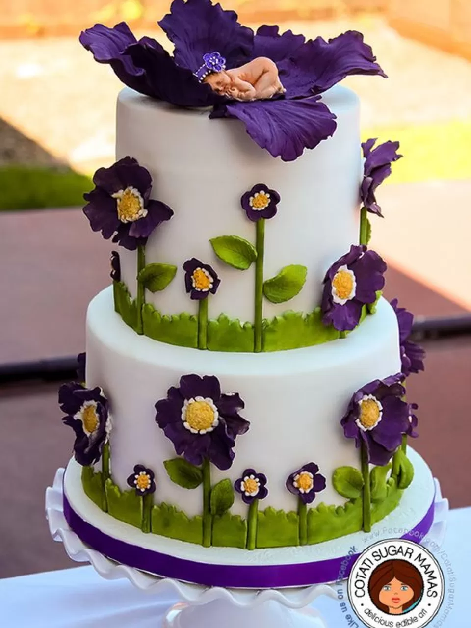 Mor Çiçek Kız Baby Shower Pasta