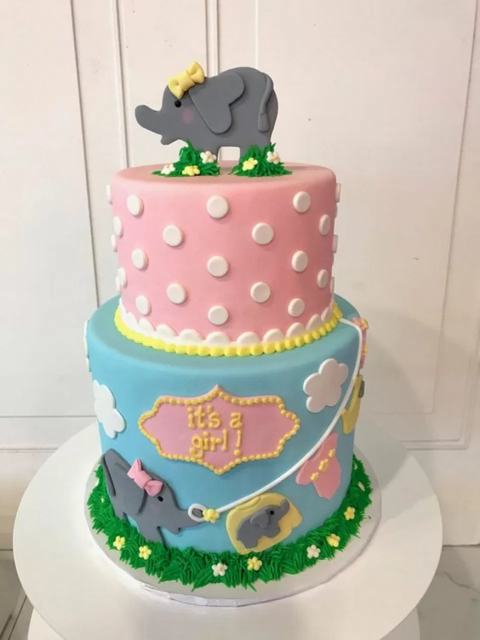 Renkli Fil Kız Baby Shower Pasta
