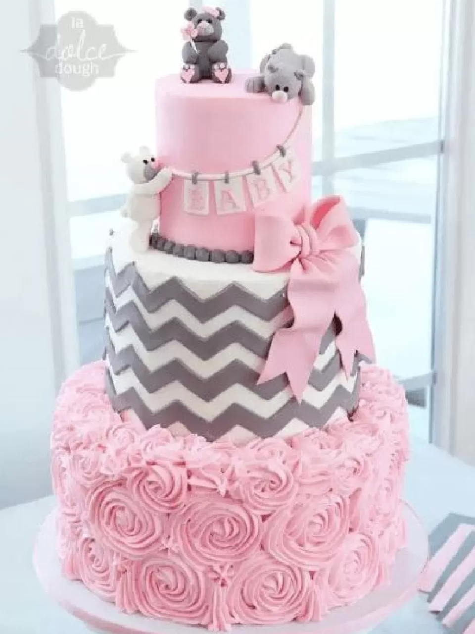 Güller Ayıcıklar Kız Baby Shower Pasta