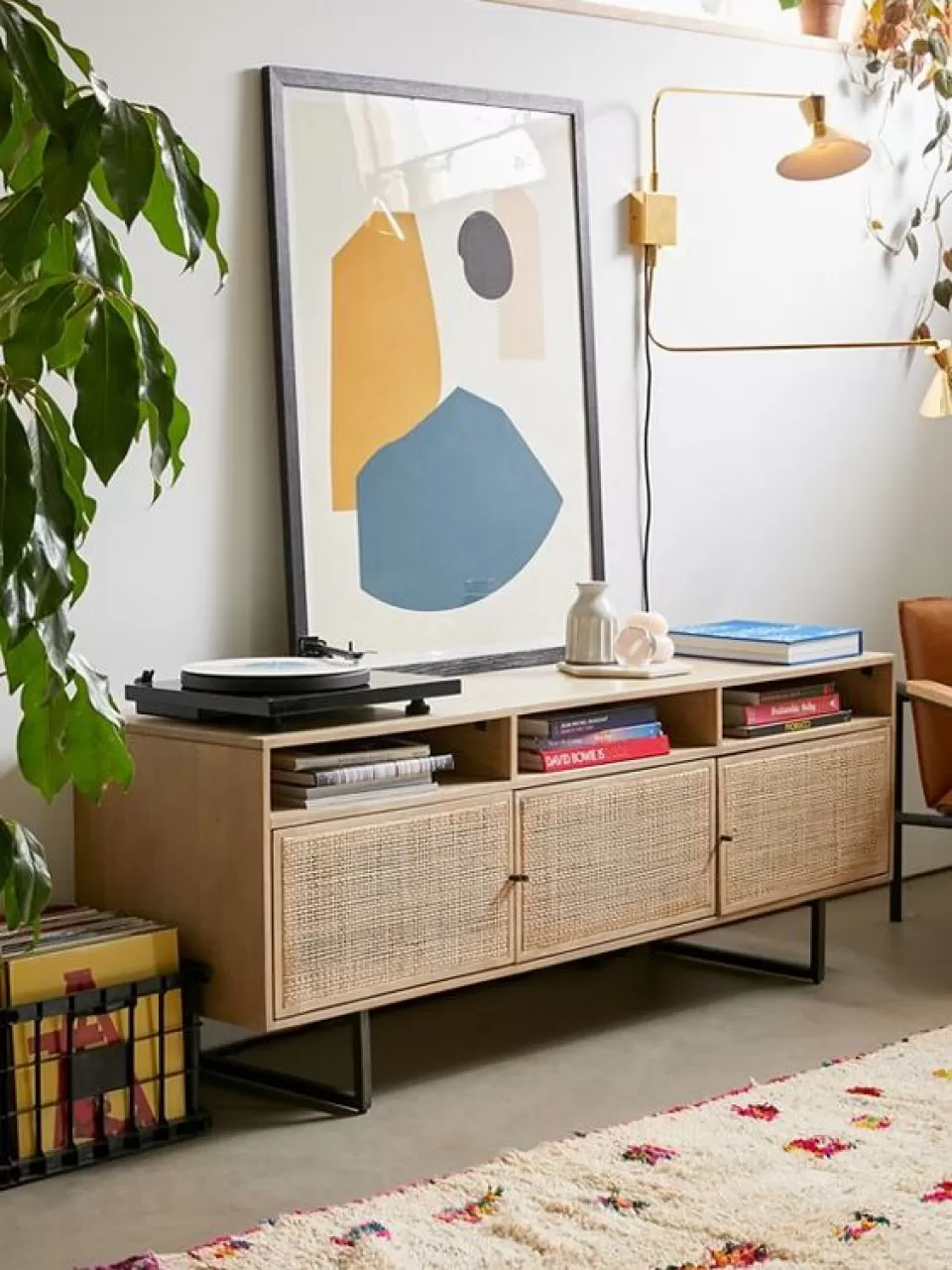 Ahşap Raflı Boho TV Ünitesi