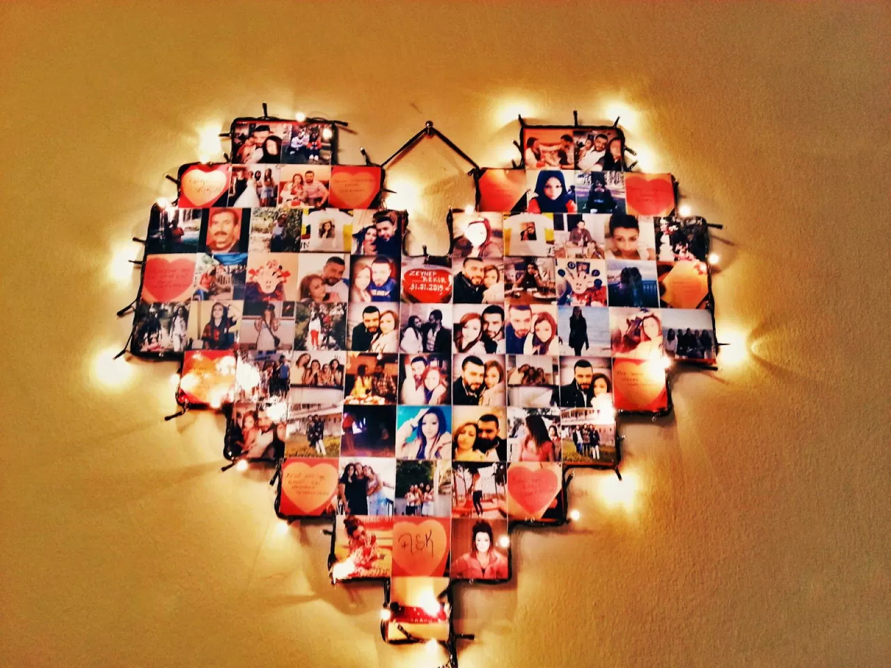 Led Işıklı Kalp Pano