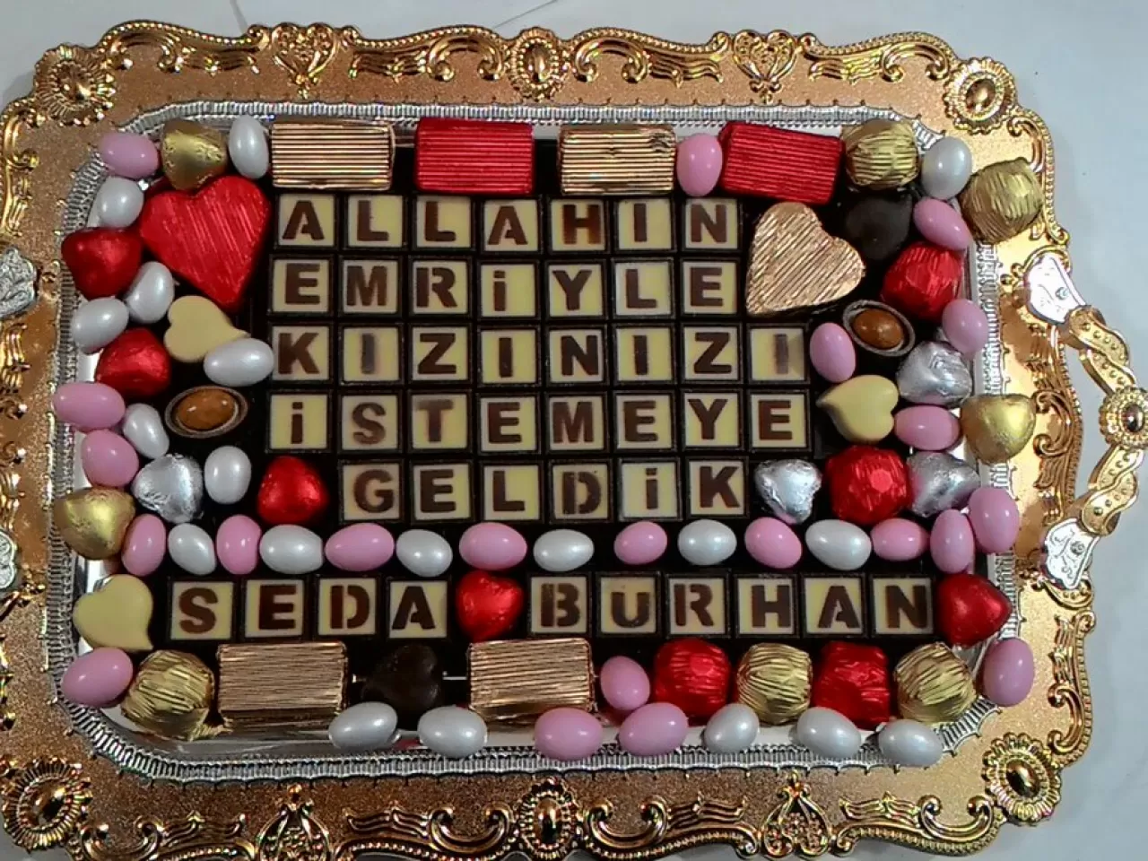 Kız İsteme Yazılı Renkli Nişan Çikolatası