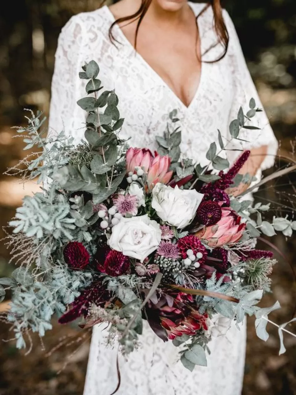 Büyük, Bordo Beyaz Gelin Buketi