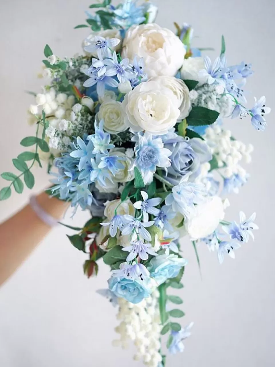 Mavi Beyaz Gelin Buketi
