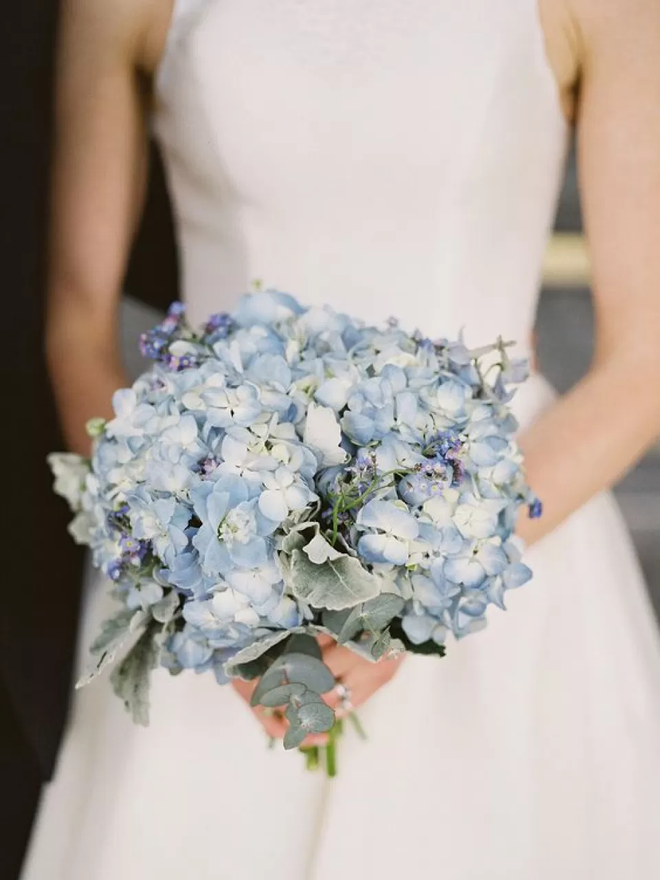 Mavi Çiçekli Gelin Buketi