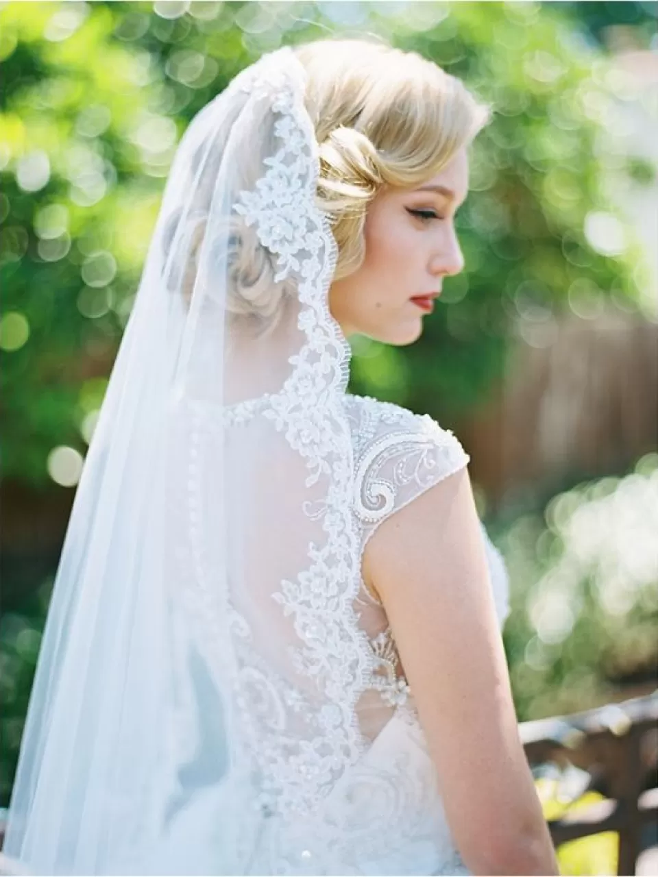 Sarı, Kısa, Dantelli Uzun Duvaklı Gelin Saçı