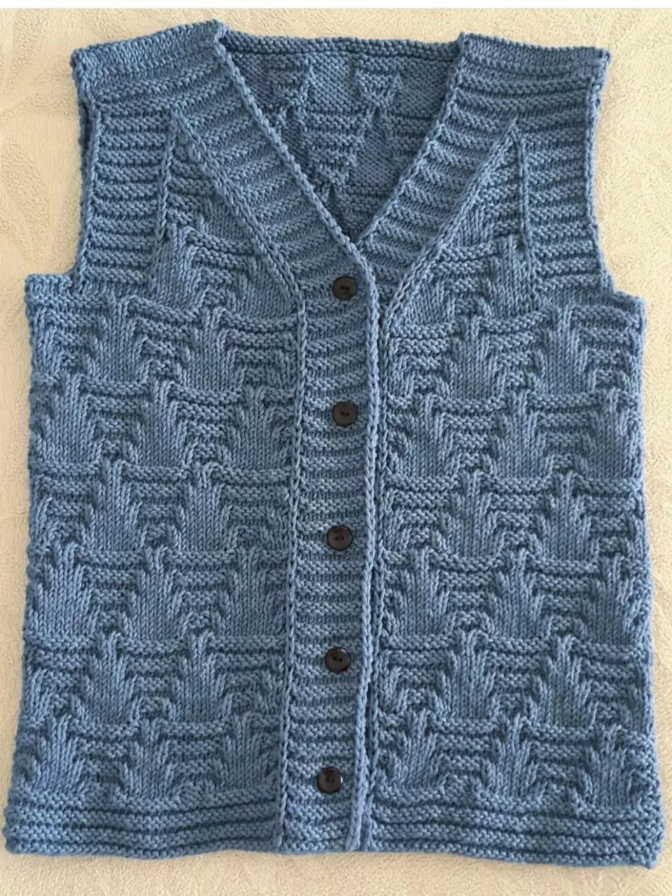 Mavi, Modelli Erkek Bebek Örgü Yelek Modeli