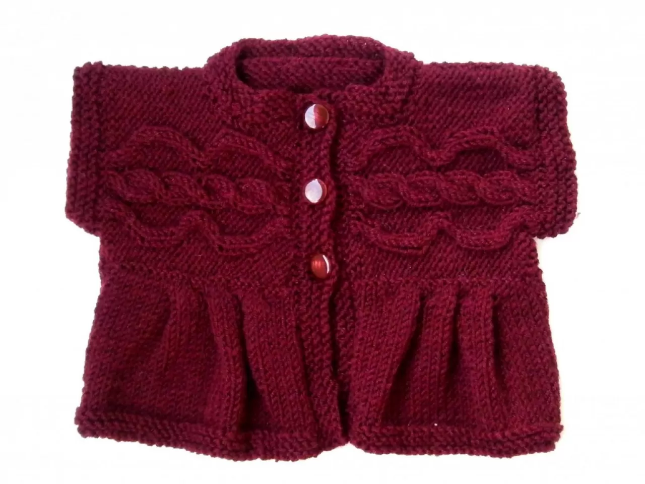 Bordo Kız Bebek Örgü Yelek