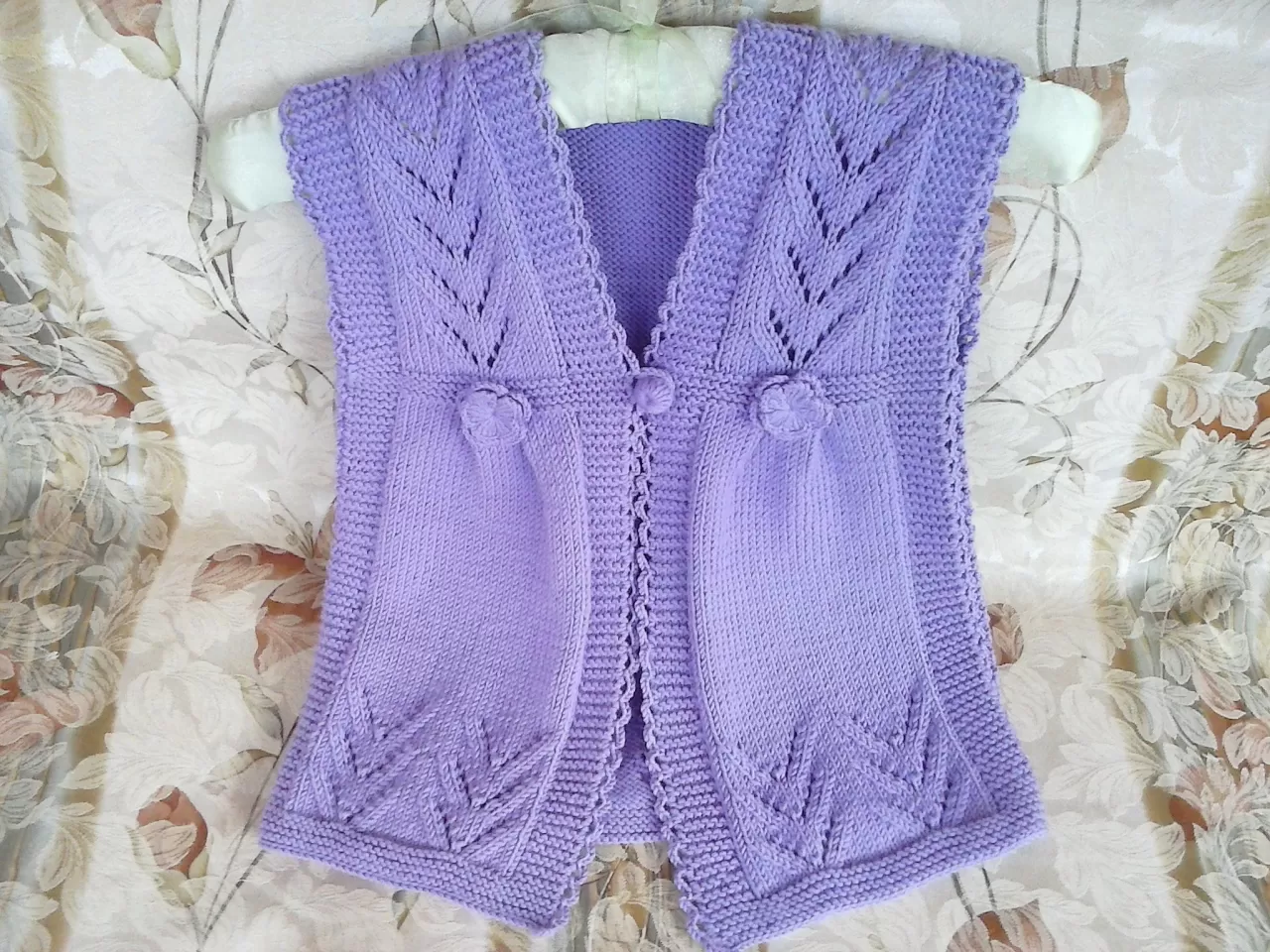 Lila Kız Bebek Örgü Yelek