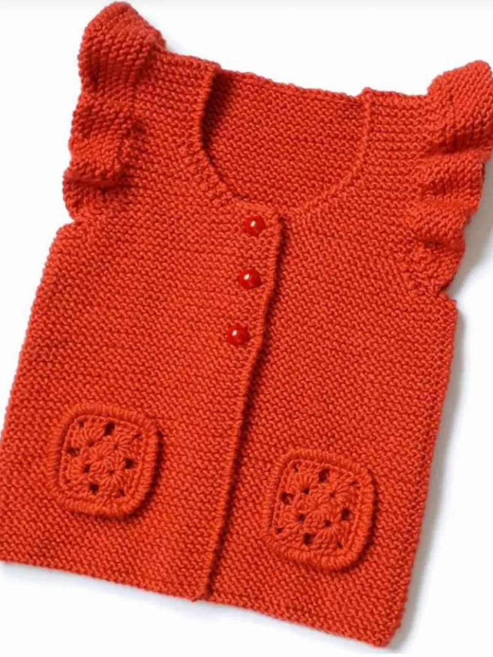 Kırmızı Sade Kız Bebek Örgü Yelek