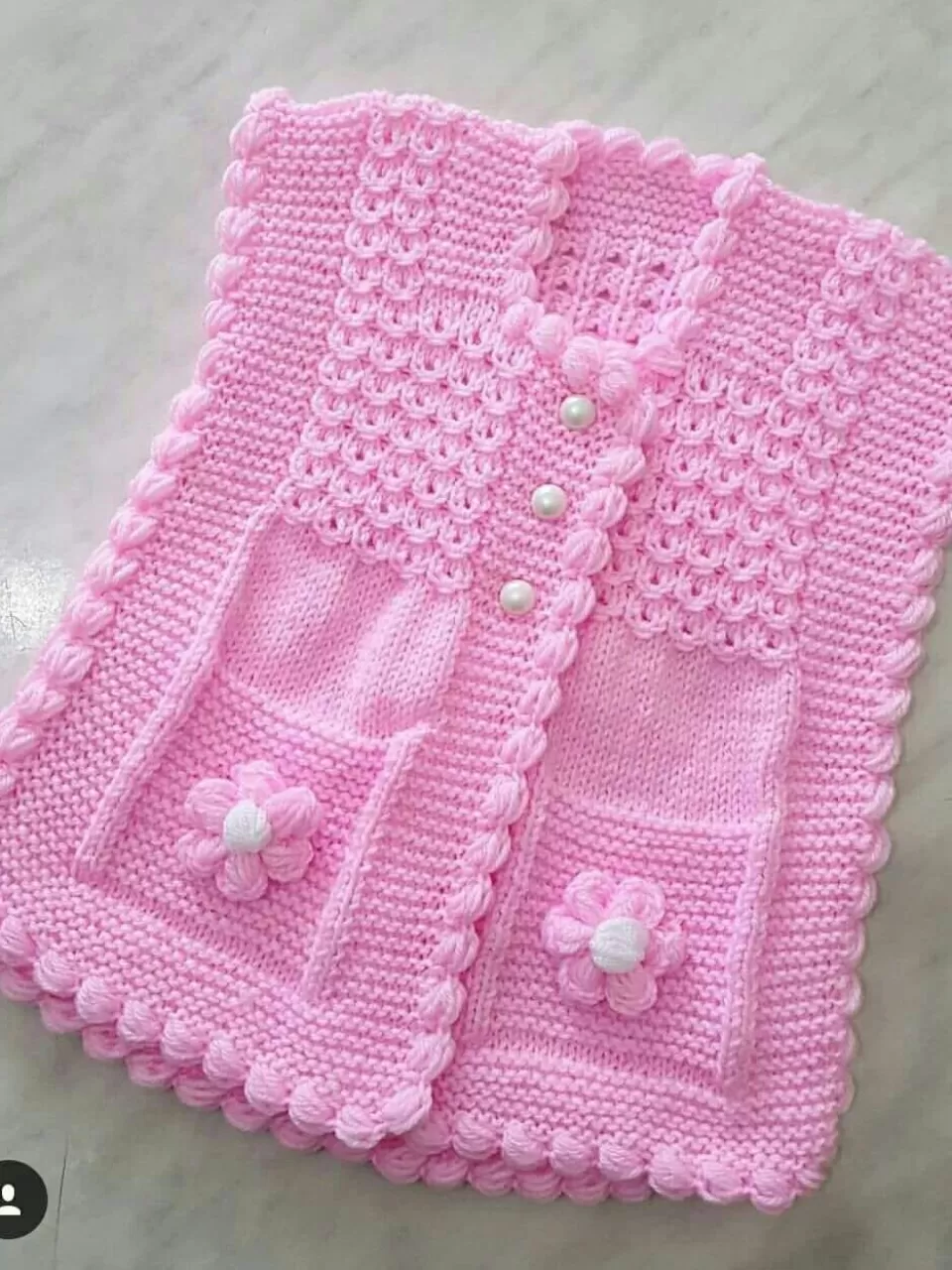 Şeker Pembe Kız Bebek Örgü Yelek