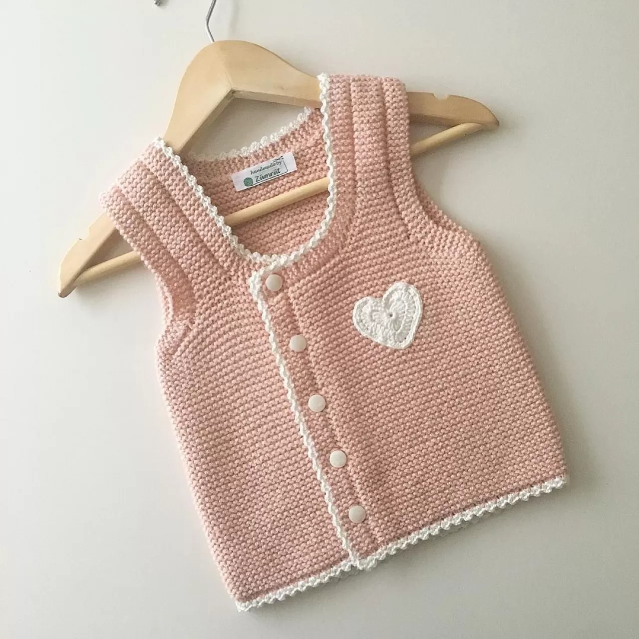 Somon, Kalpli Kız Bebek Örgü Yelek