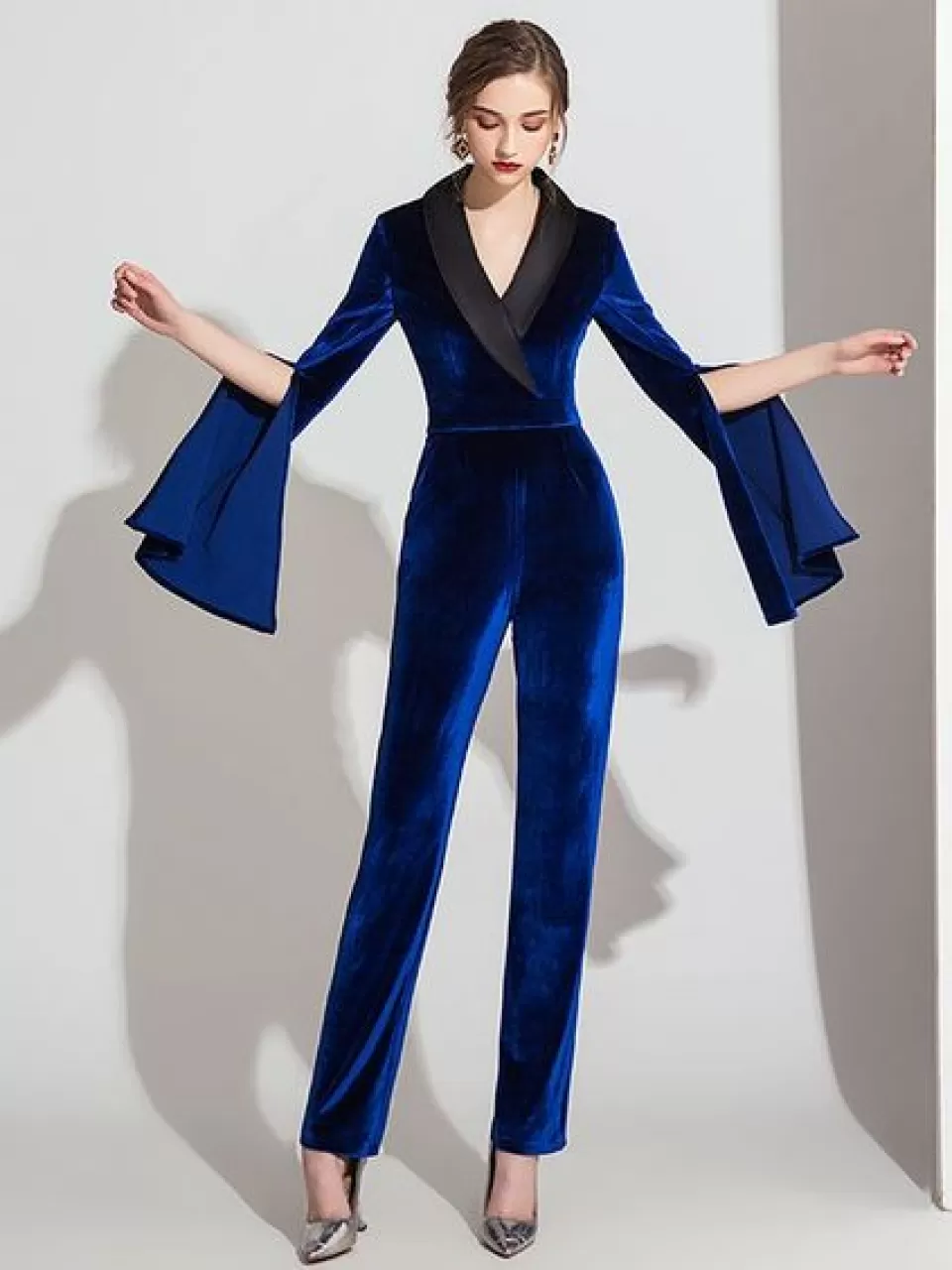 Kadife, Mavi, Uzun Kol Abiye Tulum