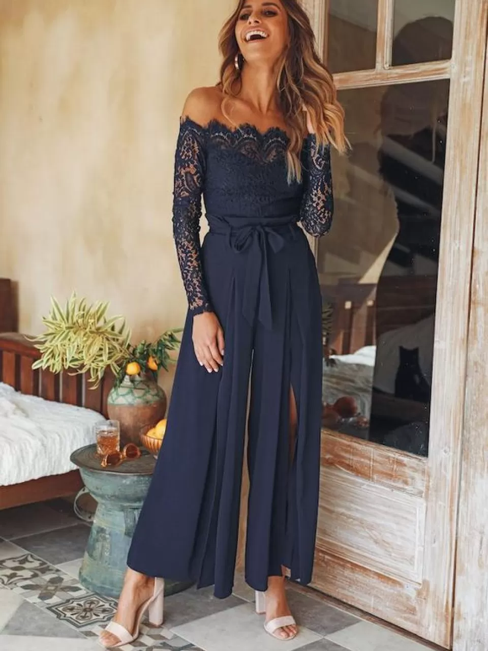 Lacivert, Dantel Abiye Tulum