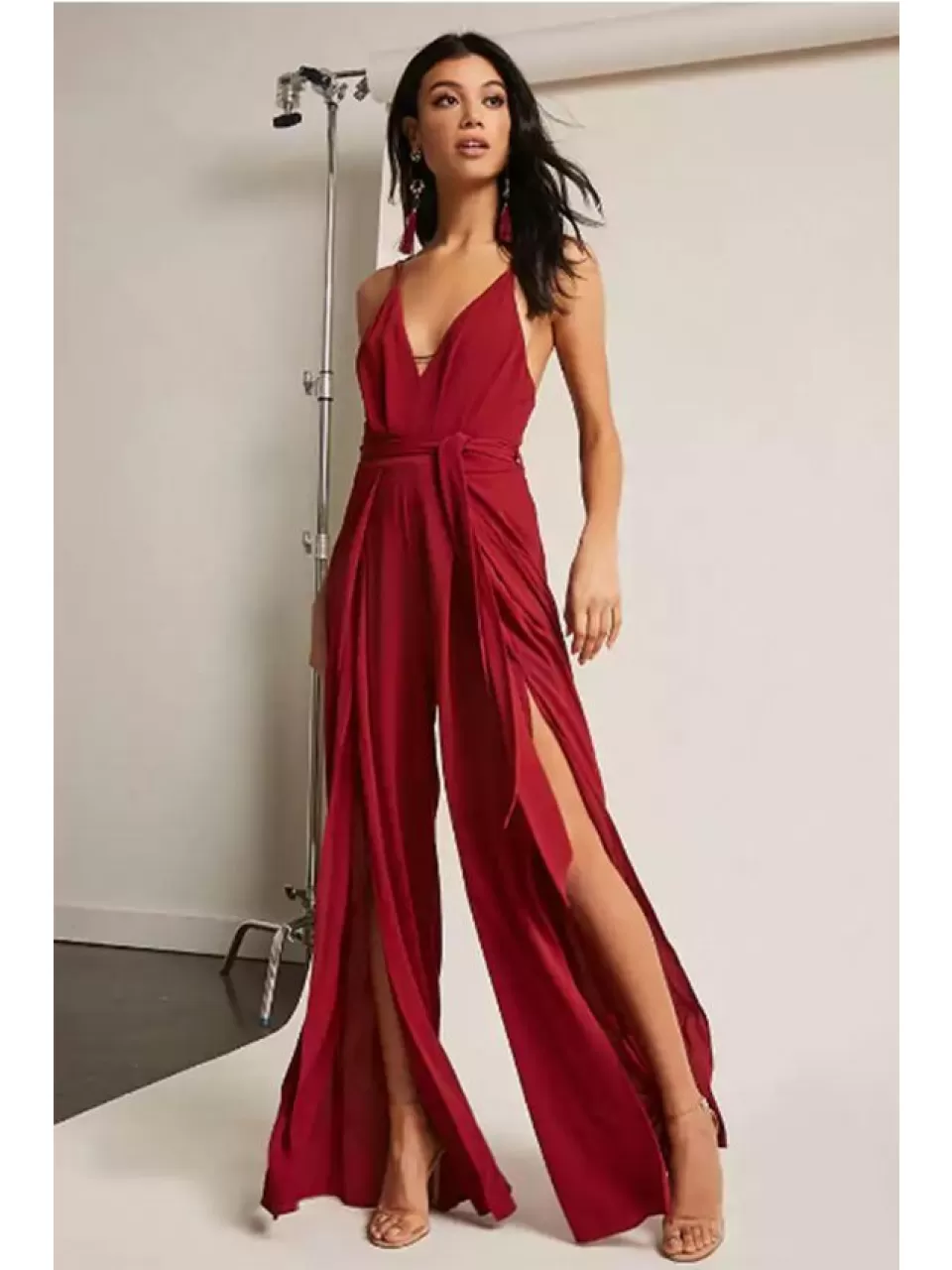 Bordo, Yırtmaçlı Abiye Tulum