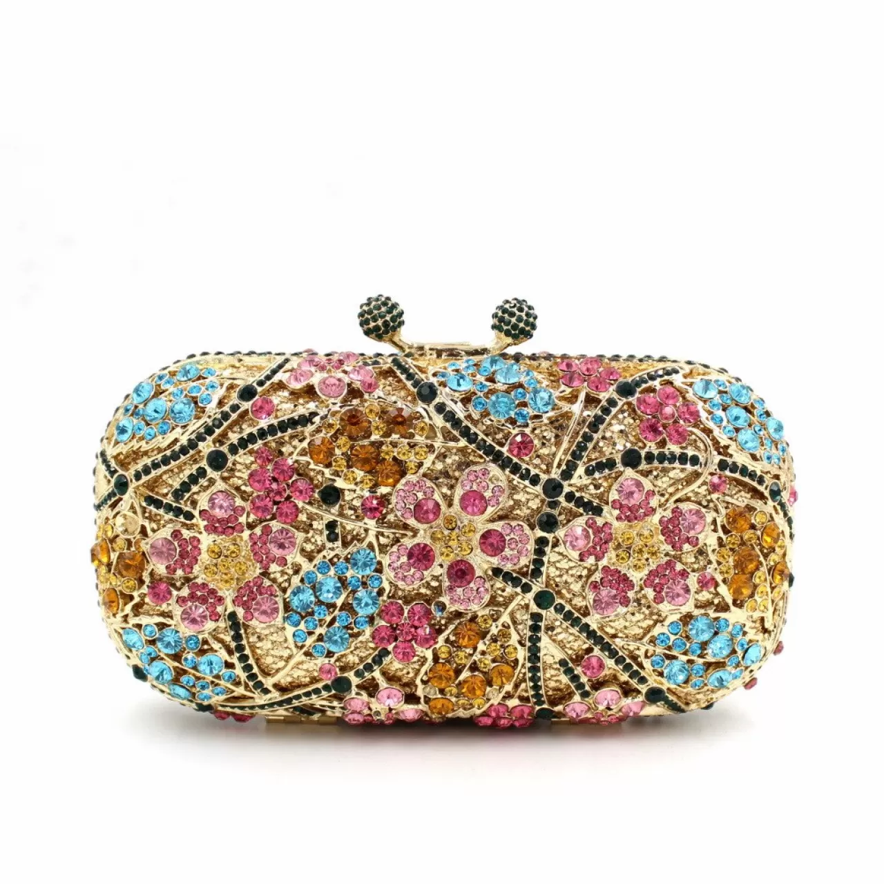 Renkli İşlemeli, Gold Abiye Çanta