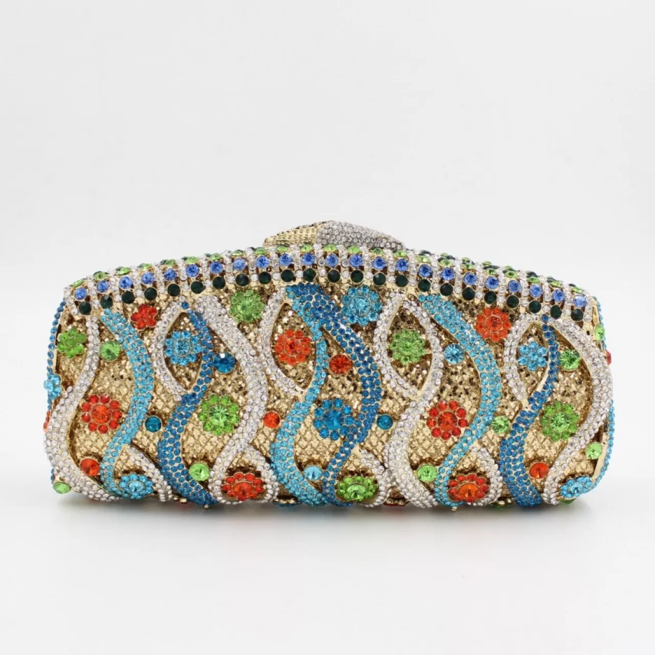 Renkli, Kristal Taşlı Abiye Çanta