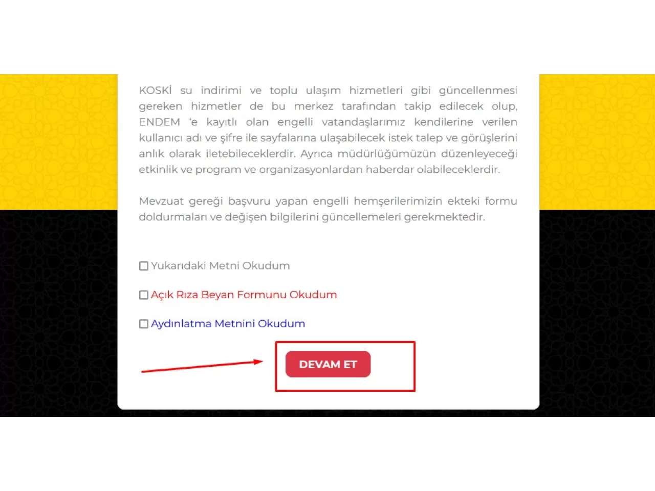 Konya Büyükşehir Belediyesi Engelli Desteği Başvurusu