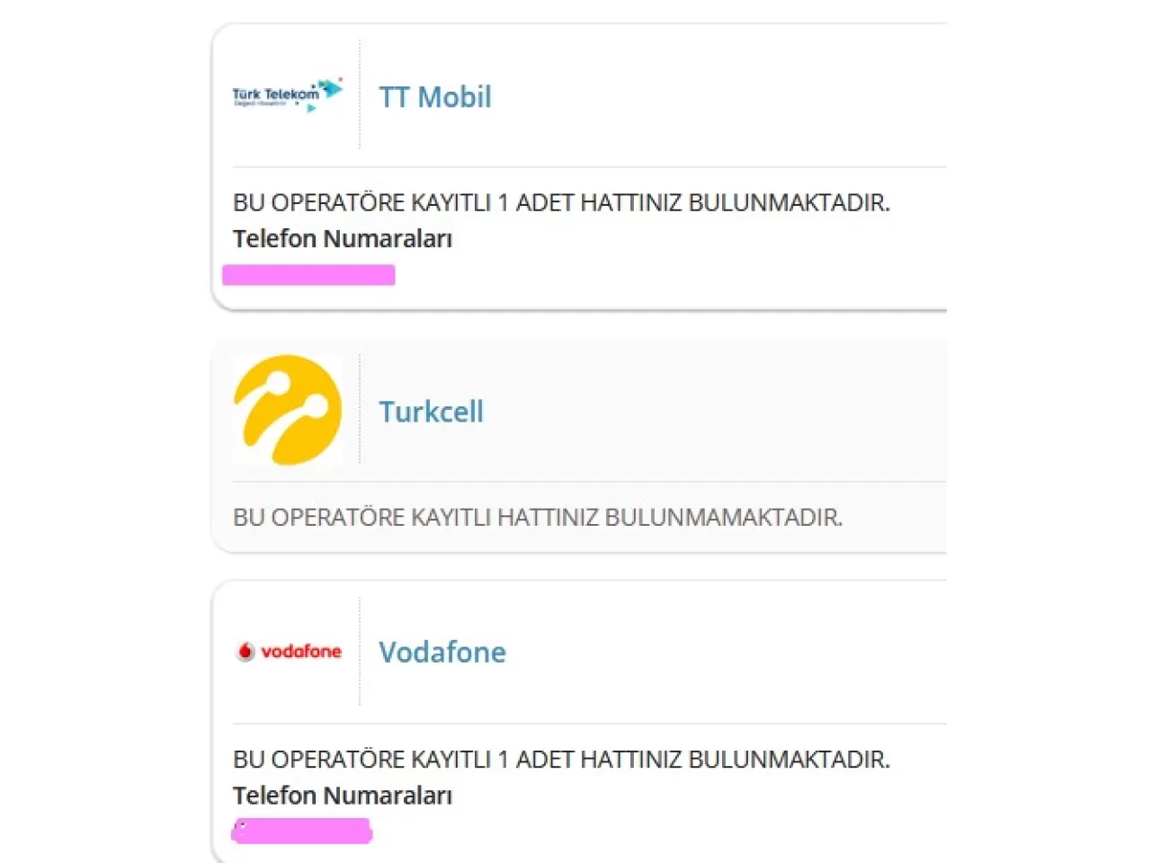 mobil hat sorgulama